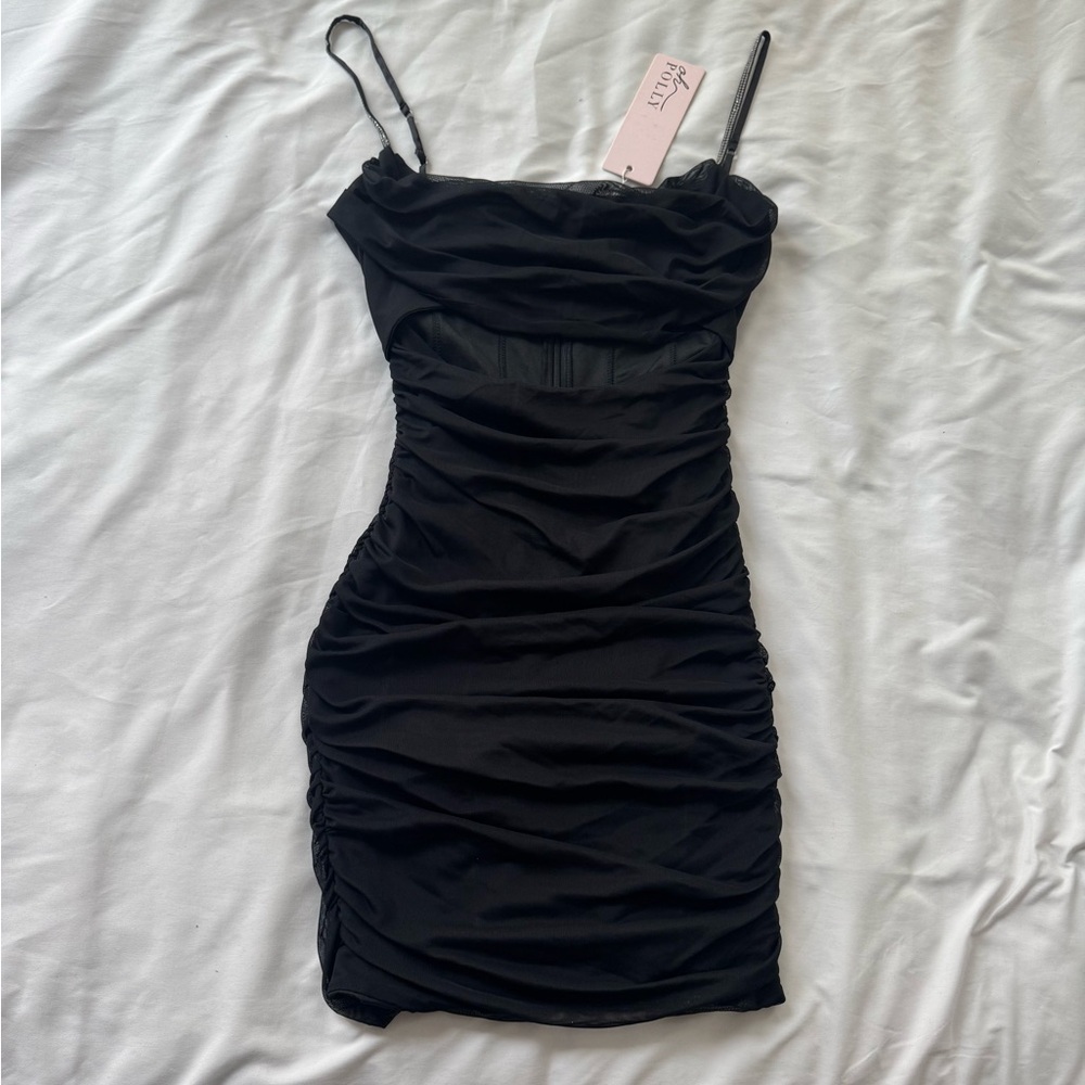 NWT Oh Polly Montpellier Embelished Strap Mini Dress in Black